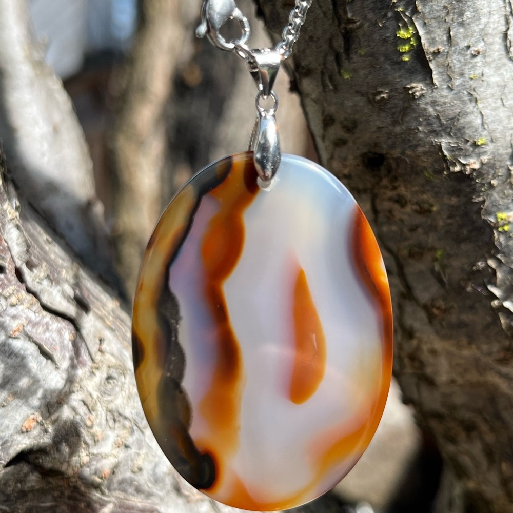 Sterling silver beautiful‎ sky scene landscape agate - Picture 7 of 7